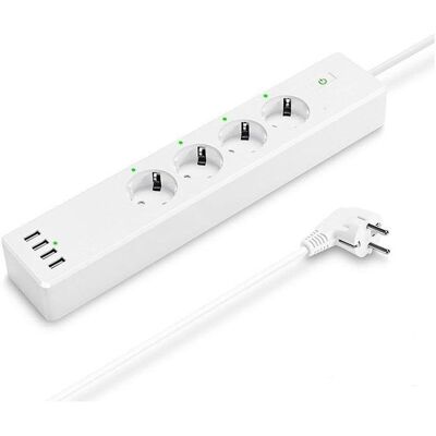 Multiprise Muvit Io 4 Prises Intelligente Wi-Fi 4 USB Contrôle Vocal 1,8 m - Publicité Multiprise Muvit Io 4 Prises Intelligente Wi-Fi 4 USB Contrôle Vocal 1,8 m - Publicité