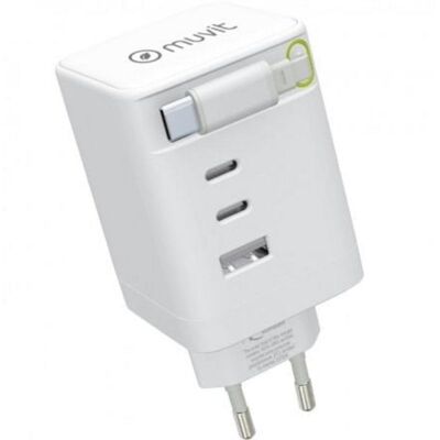 Multiprise Muvit G1003C1AK 4 Prises 1 USB-A 3 USB-C PD 100 W Cable retractable - Publicité Multiprise Muvit G1003C1AK 4 Prises 1 USB-A 3 USB-C PD 100 W Cable retractable - Publicité