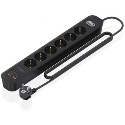 Multiprise Aisens ASPS-2A2C17-BK 6 Prises 2 USB-A 2 USB-C avec Protection et Interrupteur - Publicité Multiprise Aisens ASPS-2A2C17-BK 6 Prises 2 USB-A 2 USB-C avec Protection et Interrupteur - Publicité
