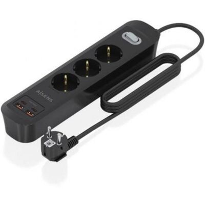 Multiprise Aisens ASPS-2A2C11-BK 3 Prises 2 USB-A 2 USB-C avec Protection et Interrupteur - Publicité Multiprise Aisens ASPS-2A2C11-BK 3 Prises 2 USB-A 2 USB-C avec Protection et Interrupteur - Publicité