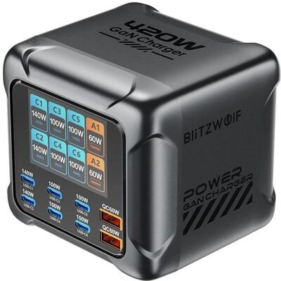 Chargeur Blitzwolf BW-S33 420W 8 Ports GaN - Publicité Chargeur Blitzwolf BW-S33 420W 8 Ports GaN - Publicité