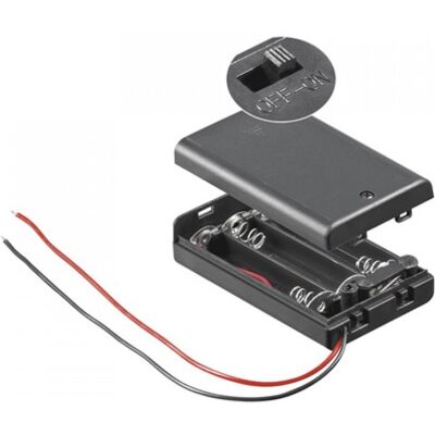 Goobay Support de Piles avec Interrupteur pour 3 Piles LR3 AAA Noir - Publicité Goobay Support de Piles avec Interrupteur pour 3 Piles LR3 AAA Noir - Publicité