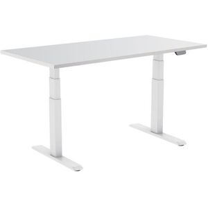 Bureau assis/debout ajustable Kimex - Connecté, Blanc, 120x75cm - Publicité Bureau assis/debout ajustable Kimex - Connecté, Blanc, 120x75cm - Publicité