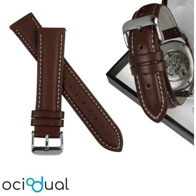 Correa de cuero marrón oscuro 20mm Ociodual avec boucle inoxydable - Publicité Correa de cuero marrón oscuro 20mm Ociodual avec boucle inoxydable - Publicité