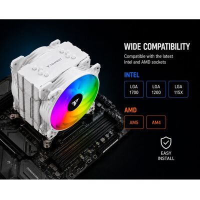 Tempest Cooler 4Pipes Blanc Ventilateur CPU RGB 2x120mm Blanc - Publicité Tempest Cooler 4Pipes Blanc Ventilateur CPU RGB 2x120mm Blanc - Publicité