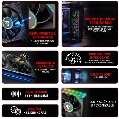 Ventilateur Tempest TX 120 mm ARGB PWM, lot de 3, connexion inversée, noir - Publicité Ventilateur Tempest TX 120 mm ARGB PWM, lot de 3, connexion inversée, noir - Publicité
