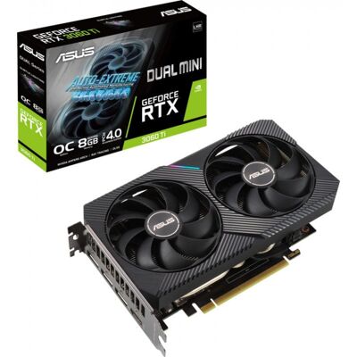 Asus DUAL GeForce RTX 3060 Ti V2 Édition MINI OC LHR 8 Go GDDR6 - Publicité Asus DUAL GeForce RTX 3060 Ti V2 Édition MINI OC LHR 8 Go GDDR6 - Publicité