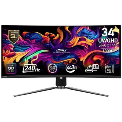 Écran PC MSI MPG 341CQPX QD-OLED 34" UltraWide QHD 240Hz QD-OLED incurvé USB-C HDR - Publicité Écran PC MSI MPG 341CQPX QD-OLED 34" UltraWide QHD 240Hz QD-OLED incurvé USB-C HDR - Publicité