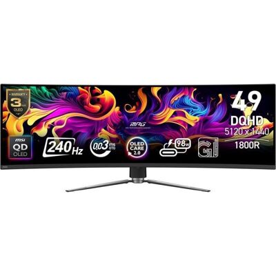 Écran PC MSI MPG 491CQPX 49" Dual QHD 240Hz QD-OLED UltraWide incurvé USB-C - Publicité Écran PC MSI MPG 491CQPX 49" Dual QHD 240Hz QD-OLED UltraWide incurvé USB-C - Publicité
