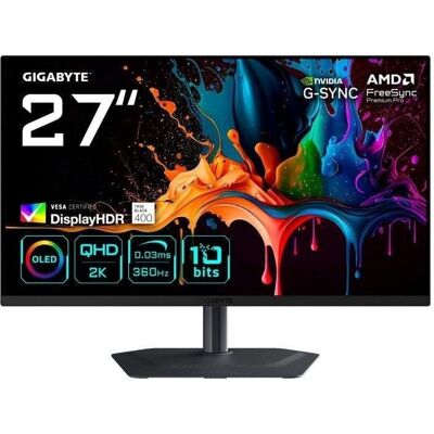 Écran PC Gigabyte MO27Q3 27" QHD 360Hz QD-OLED Plat FreeSync Pro G-SYNC HDR True Black 0,03ms - Publicité Écran PC Gigabyte MO27Q3 27" QHD 360Hz QD-OLED Plat FreeSync Pro G-SYNC HDR True Black 0,03ms - Publicité