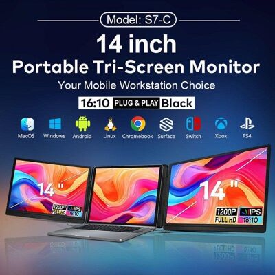 Ecran PC FOPO S7 14" Full HD IPS Double USB-C Mini HDMI Pliant - Publicité Ecran PC FOPO S7 14" Full HD IPS Double USB-C Mini HDMI Pliant - Publicité