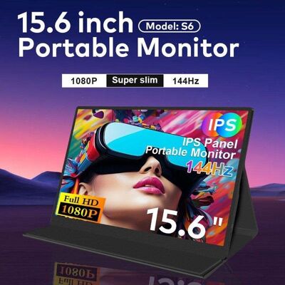 Écran PC FOPO S6 15,6" Full HD 144Hz IPS Portable USB-C Mini HDMI Noir - Publicité Écran PC FOPO S6 15,6" Full HD 144Hz IPS Portable USB-C Mini HDMI Noir - Publicité