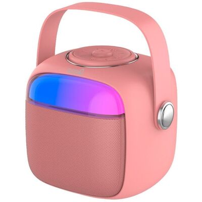 Haut-parleur Bluetooth Mini Karaoke Rose - 6W & Microphone - Publicité Haut-parleur Bluetooth Mini Karaoke Rose - 6W & Microphone - Publicité