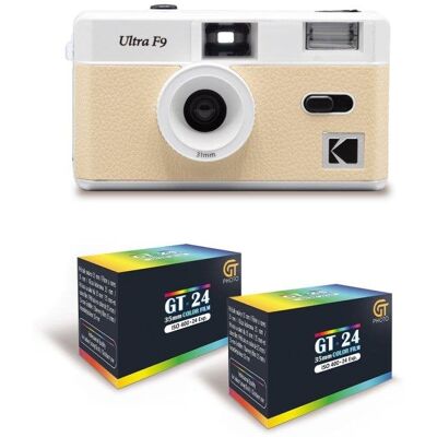 Appareil photo Agfaphoto Ultra F9 Beige 35mm Pack 2 Pellicules 24 vues - Publicité Appareil photo Agfaphoto Ultra F9 Beige 35mm Pack 2 Pellicules 24 vues - Publicité