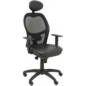 piqueras-y-crespo Piqueras y Crespo Chaise Jorquera en maille noire, assise en simili cuir noir avec tête de lit fixe - Publicité piqueras-y-crespo Piqueras y Crespo Chaise Jorquera en maille noire, assise en simili cuir noir avec tête de lit fixe - Publicité