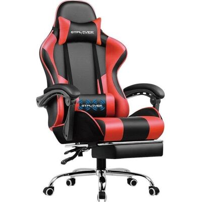 Chaise gaming GTPLAYER Repos-pieds Reglable - Cuir synthetique Rouge - Publicité Chaise gaming GTPLAYER Repos-pieds Reglable - Cuir synthetique Rouge - Publicité