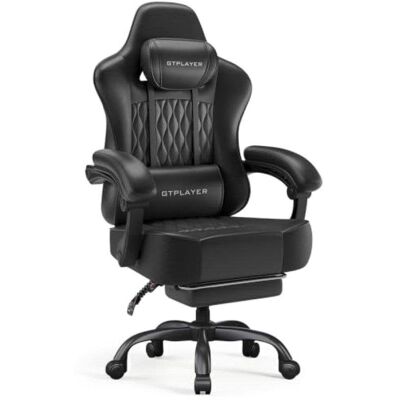 Chaise Gaming GTPLAYER Ajustable Support Lombaire Repose-pieds 150kg - Publicité Chaise Gaming GTPLAYER Ajustable Support Lombaire Repose-pieds 150kg - Publicité