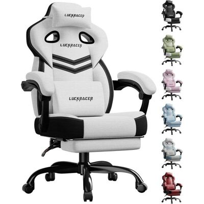 Chaise gaming GTPLAYER tissu 90-155 deg accoudoirs connectes repos-pieds - Publicité Chaise gaming GTPLAYER tissu 90-155 deg accoudoirs connectes repos-pieds - Publicité