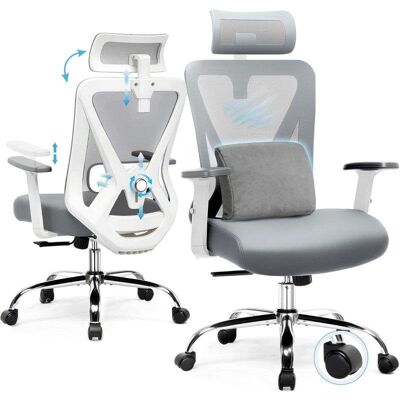 Chaise ergonomique GTPLAYER Fully Adjustable pour bureau et gaming grise - Publicité Chaise ergonomique GTPLAYER Fully Adjustable pour bureau et gaming grise - Publicité