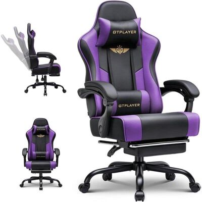 Chaise Gaming GTPLAYER Ergonomique avec Repose-Pieds Violet - Publicité Chaise Gaming GTPLAYER Ergonomique avec Repose-Pieds Violet - Publicité