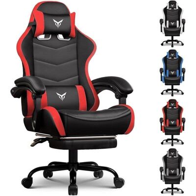 Chaise Gaming GTPLAYER avec Repose-pieds, Support Lombaire Ajustable Rouge - Publicité Chaise Gaming GTPLAYER avec Repose-pieds, Support Lombaire Ajustable Rouge - Publicité