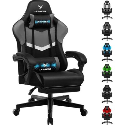Chaise Gaming GTPLAYER avec Repose-pieds Support Lombaire Réglable 150kg - Publicité Chaise Gaming GTPLAYER avec Repose-pieds Support Lombaire Réglable 150kg - Publicité
