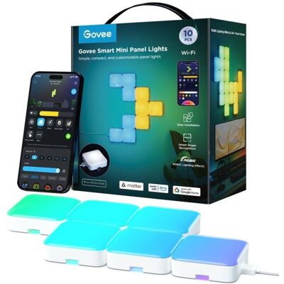 Govee Mini Panel Lights Intelligentes - 10 pcs. Publicité Govee Mini Panel Lights Intelligentes - 10 pcs. Publicité