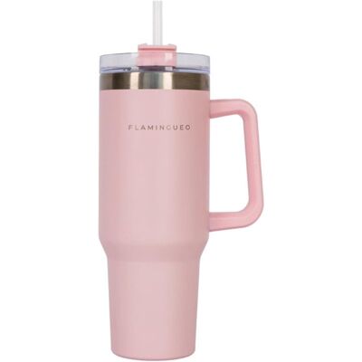 Flamingueo Gobelet Thermique Rose Inox Boissons Froides 24h et Chaudes 10h Capacité 1,18l - Publicité Flamingueo Gobelet Thermique Rose Inox Boissons Froides 24h et Chaudes 10h Capacité 1,18l - Publicité