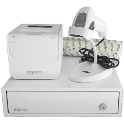 approx Imprimante thermique Ethernet/USB environ POSPACK3380WH avec tiroir-caisse, lecteur 1D et découpeuse automatique - Publicité approx Imprimante thermique Ethernet/USB environ POSPACK3380WH avec tiroir-caisse, lecteur 1D et découpeuse automatique - Publicité
