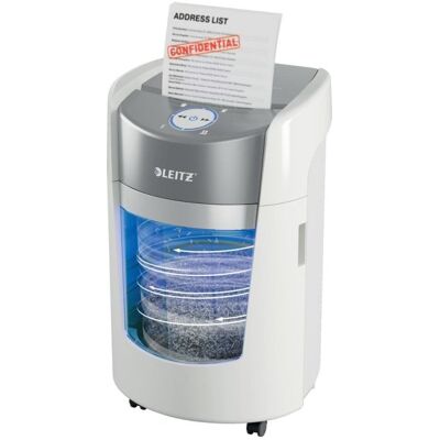 Destructeur de documents Leitz IQ OptiMax Small Office 350 microcoupure P-5 8 feuilles 22 L - Publicité Destructeur de documents Leitz IQ OptiMax Small Office 350 microcoupure P-5 8 feuilles 22 L - Publicité