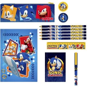 dam-electronics Set de papeterie Sonic carnet A5 étui crayons stylo gomme règle taille-crayon - Publicité dam-electronics Set de papeterie Sonic carnet A5 étui crayons stylo gomme règle taille-crayon - Publicité