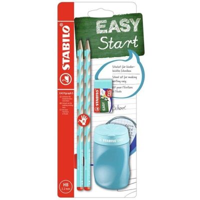 Ensemble Scolaire STABILO Easygraph HB - Avec Gomme et Taille-crayon Bleus - Publicité Ensemble Scolaire STABILO Easygraph HB - Avec Gomme et Taille-crayon Bleus - Publicité