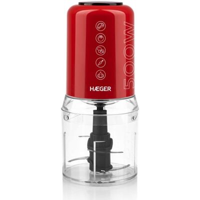 Picadora électrique Haeger Chop Master 500W 0,5L Rouge - Publicité Picadora électrique Haeger Chop Master 500W 0,5L Rouge - Publicité