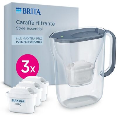 Filtre à eau Brita Style Essential stone blue 2,4 L 3 cartouches - Publicité Filtre à eau Brita Style Essential stone blue 2,4 L 3 cartouches - Publicité