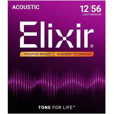 Elixir 16077 NANOWEB Phosphor Bronze Medium Light 12-56 - Publicité Elixir 16077 NANOWEB Phosphor Bronze Medium Light 12-56 - Publicité