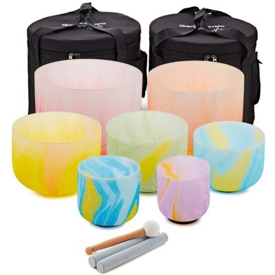 Gear4music Life Seven Piece Crystal Singing Bowl Set & Bags 432Hz Marble - Publicité Gear4music Life Seven Piece Crystal Singing Bowl Set & Bags 432Hz Marble - Publicité