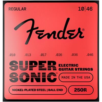 Fender SuperSonic 250R Guitar Strings Nickel-Plated Steel Ball End Gauges .010-.046 - Publicité Fender SuperSonic 250R Guitar Strings Nickel-Plated Steel Ball End Gauges .010-.046 - Publicité