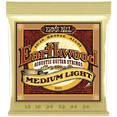 Ernie Ball Earthwood 2003 80/20 Bronze Medium/Light Set - Publicité Ernie Ball Earthwood 2003 80/20 Bronze Medium/Light Set - Publicité