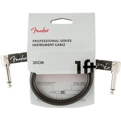 Fender Professional 1ft Angle Instrument Cable Black - Publicité Fender Professional 1ft Angle Instrument Cable Black - Publicité