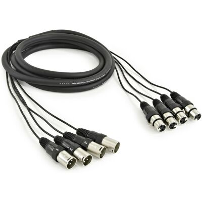 Gear4Music 4 x XLR (M) - XLR (F) Cable Loom 3m - Publicité Gear4Music 4 x XLR (M) - XLR (F) Cable Loom 3m - Publicité