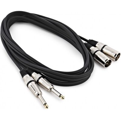Gear4Music Essentials Dual XLR to Dual Jack Cable 3m - Publicité Gear4Music Essentials Dual XLR to Dual Jack Cable 3m - Publicité