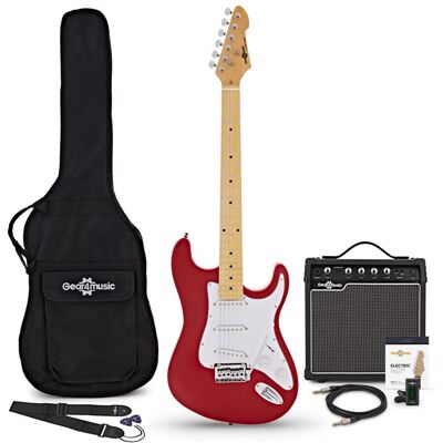 Guitare Électrique LA Select par Gear4music Rouge Ampli Guitare de 15 W & Pack dAccessoires - Publicité Guitare Électrique LA Select par Gear4music Rouge Ampli Guitare de 15 W & Pack dAccessoires - Publicité