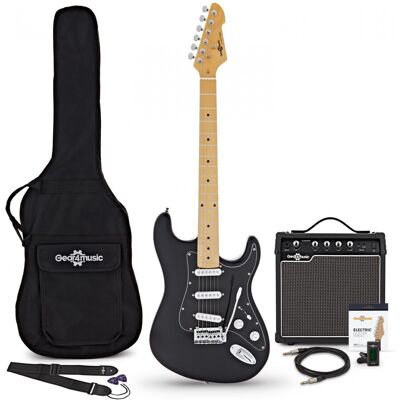 Guitare Électrique LA Select par Gear4music Noir Ampli Guitare de 15 W & Pack dAccessoires - Publicité Guitare Électrique LA Select par Gear4music Noir Ampli Guitare de 15 W & Pack dAccessoires - Publicité