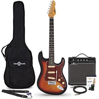Guitare Électrique LA Select par Gear4music Sunburst Ampli Guitare de 15 W & Pack dAccessoires - Publicité Guitare Électrique LA Select par Gear4music Sunburst Ampli Guitare de 15 W & Pack dAccessoires - Publicité