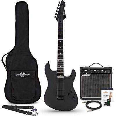 Guitare Électrique LA Select Modern par Gear4music Blackout Ampli de Guitare 15 W & Pack dAccessoires - Publicité Guitare Électrique LA Select Modern par Gear4music Blackout Ampli de Guitare 15 W & Pack dAccessoires - Publicité