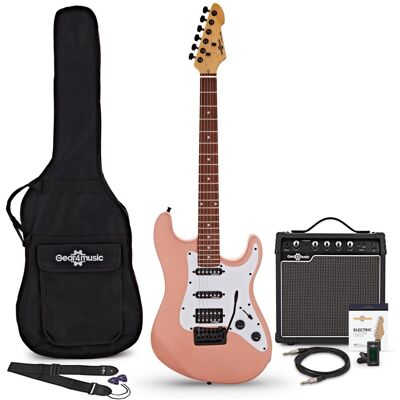 Guitare Électrique LA Select Modern par Gear4music Rose Ampli de Guitare 15 W & Pack dAccessoires - Publicité Guitare Électrique LA Select Modern par Gear4music Rose Ampli de Guitare 15 W & Pack dAccessoires - Publicité