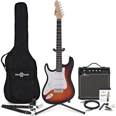 Gear4Music Guitare Électrique LA pour Gaucher Sunburst Ampli de Guitare 15 W & Pack Complet dAccessoires - Publicité Gear4Music Guitare Électrique LA pour Gaucher Sunburst Ampli de Guitare 15 W & Pack Complet dAccessoires - Publicité