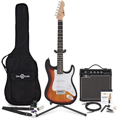 Gear4Music Guitare Électrique LA Sunburst Ampli de Guitare 15 W & Pack Complet dAccessoires - Publicité Gear4Music Guitare Électrique LA Sunburst Ampli de Guitare 15 W & Pack Complet dAccessoires - Publicité