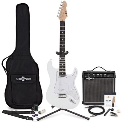 Gear4Music Guitare Électrique LA Blanc Ampli de Guitare 15 W & Pack Complet dAccessoires - Publicité Gear4Music Guitare Électrique LA Blanc Ampli de Guitare 15 W & Pack Complet dAccessoires - Publicité