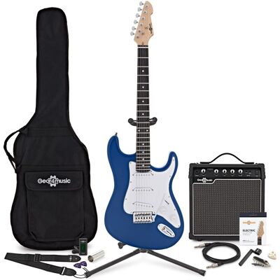 Gear4Music Guitare Électrique LA Bleu Ampli de Guitare 15 W & Pack Complet dAccessoires - Publicité Gear4Music Guitare Électrique LA Bleu Ampli de Guitare 15 W & Pack Complet dAccessoires - Publicité